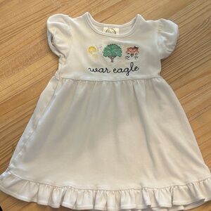 War Eagle Girls' White Embroidered Ruffle Dress